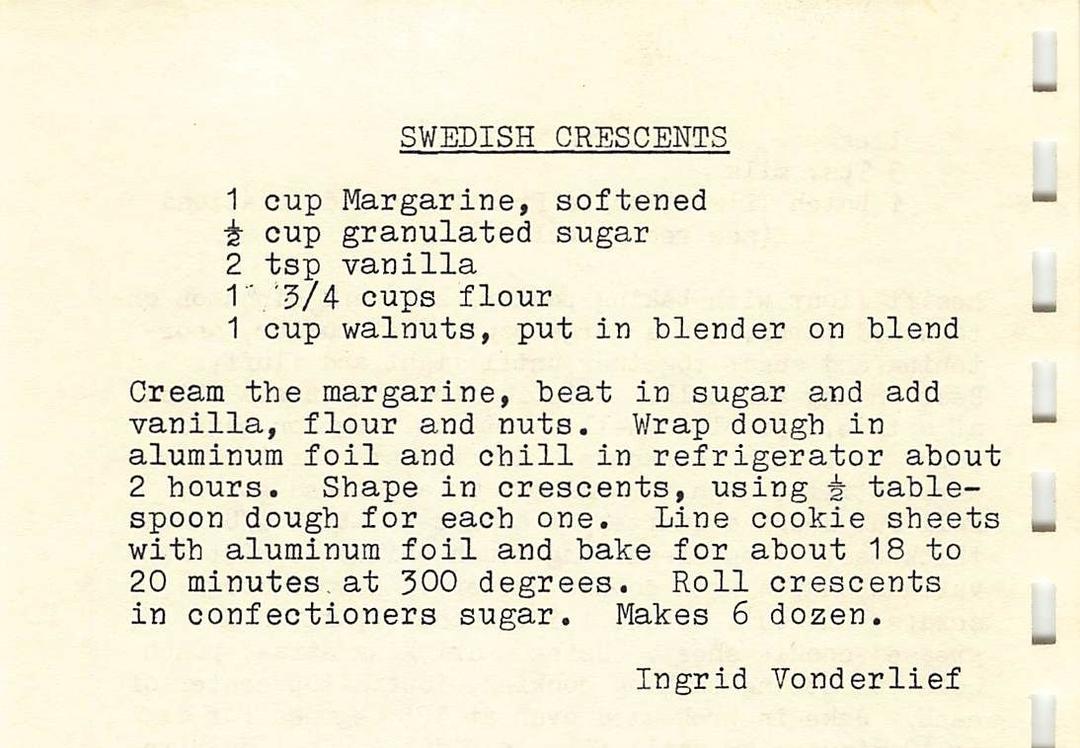 Scanned image of church recipe