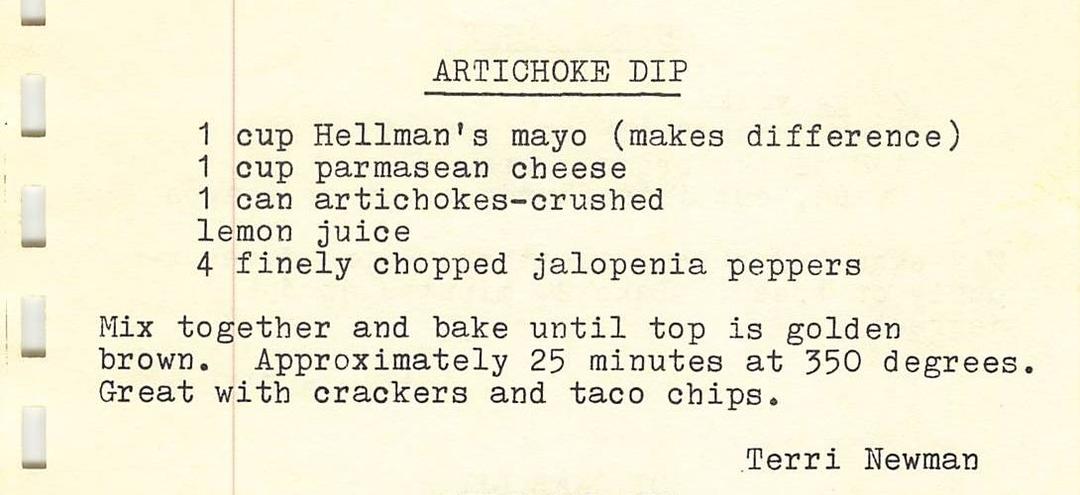 Scanned image of church recipe