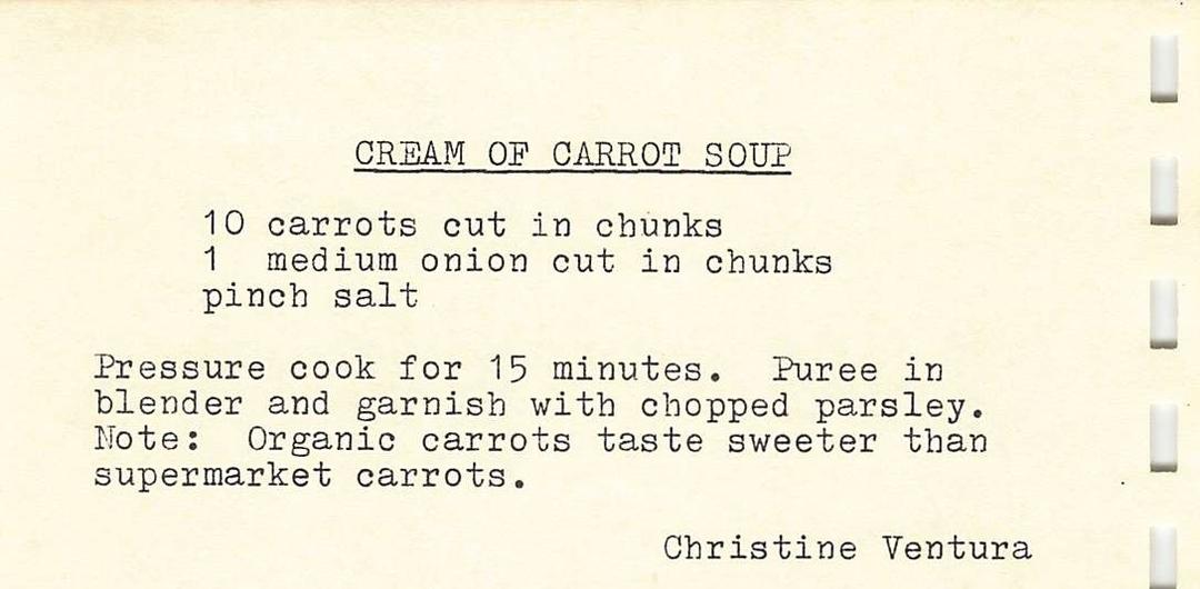 Scanned image of church recipe