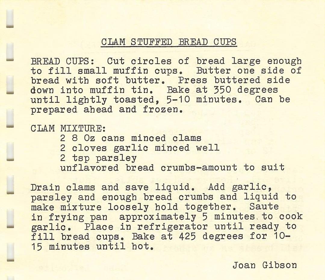 Scanned image of church recipe