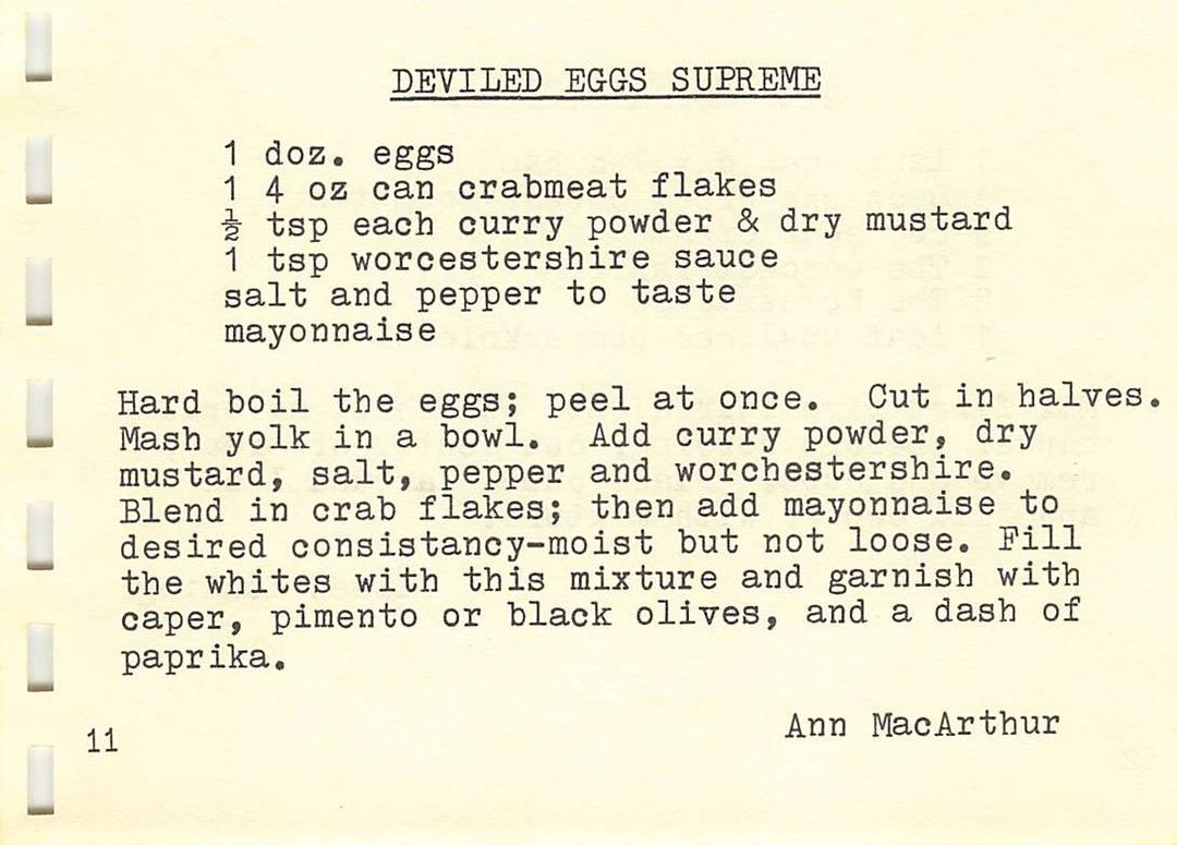 Scanned image of church recipe